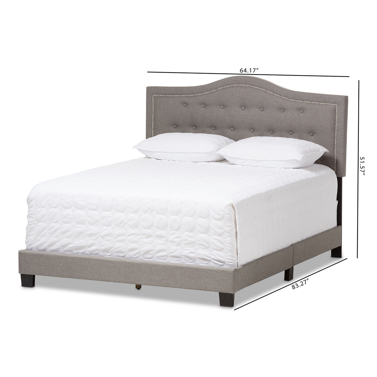 Baxton Studio Emerson Modern and Contemporary Light Grey Fabric Upholstered King Size Bed Baxton Studio-King Bed-Minimal And Modern - 8
