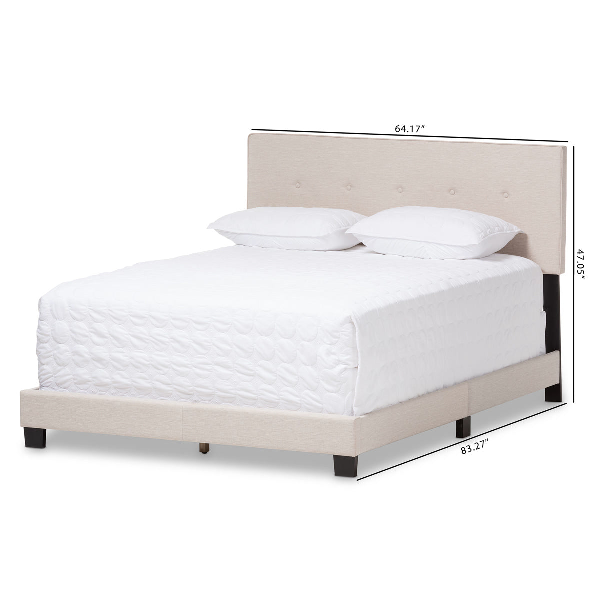 Baxton Studio Hampton Modern and Contemporary Light Beige Fabric Upholstered Full Size Bed Baxton Studio-Full Bed-Minimal And Modern - 8