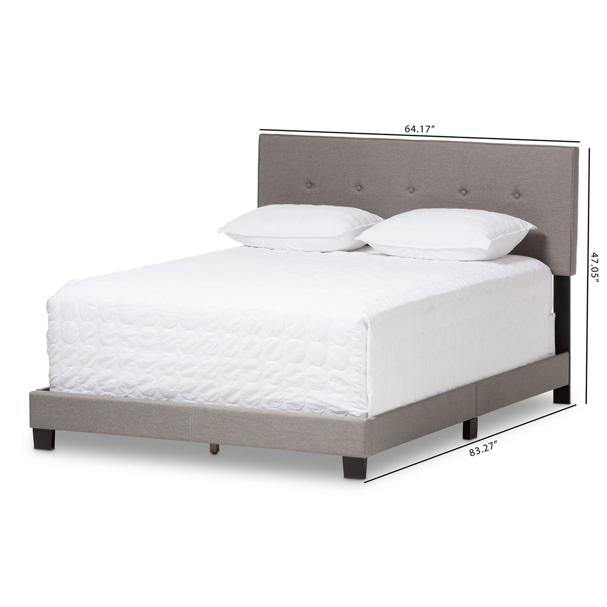 Baxton Studio Hampton Modern and Contemporary Light Grey Fabric Upholstered Full Size Bed Baxton Studio-Full Bed-Minimal And Modern - 8
