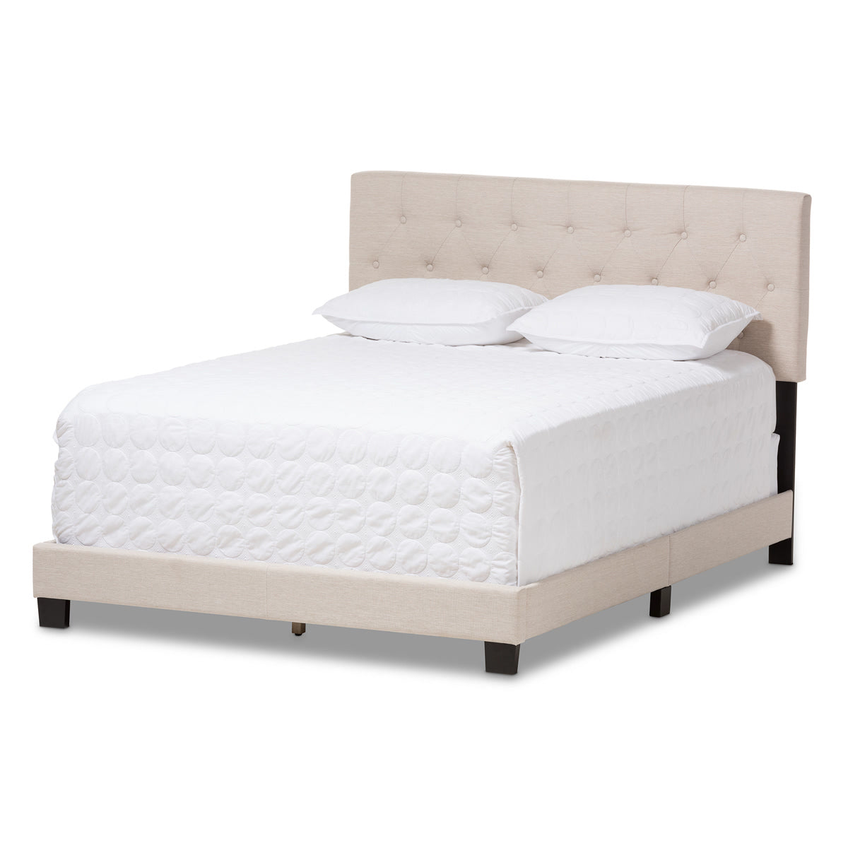 Baxton Studio Cassandra Modern and Contemporary Light Beige Fabric Upholstered Queen Size Bed Baxton Studio-Queen Bed-Minimal And Modern - 2