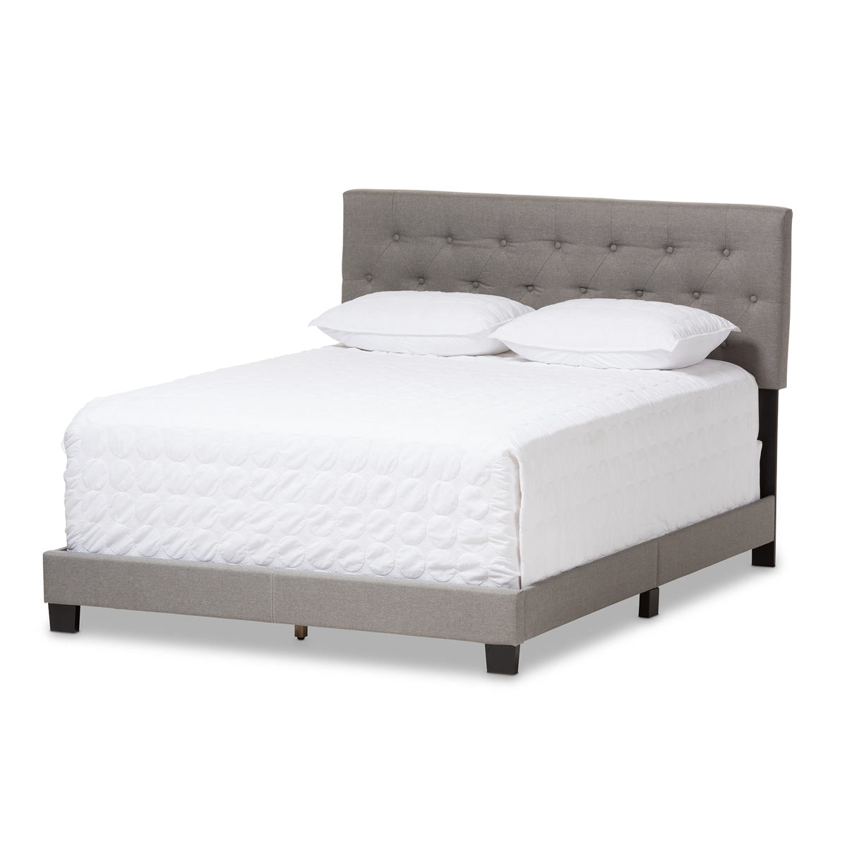Baxton Studio Cassandra Modern and Contemporary Light Grey Fabric Upholstered Queen Size Bed Baxton Studio-Queen Bed-Minimal And Modern - 2