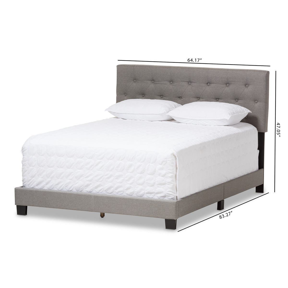 Baxton Studio Cassandra Modern and Contemporary Light Grey Fabric Upholstered Full Size Bed Baxton Studio-Full Bed-Minimal And Modern - 8