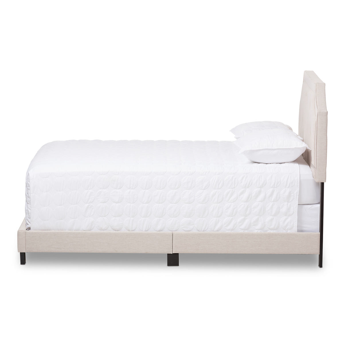 Baxton Studio Willis Modern and Contemporary Light Beige Fabric Upholstered Queen Size Bed Baxton Studio-Queen Bed-Minimal And Modern - 3