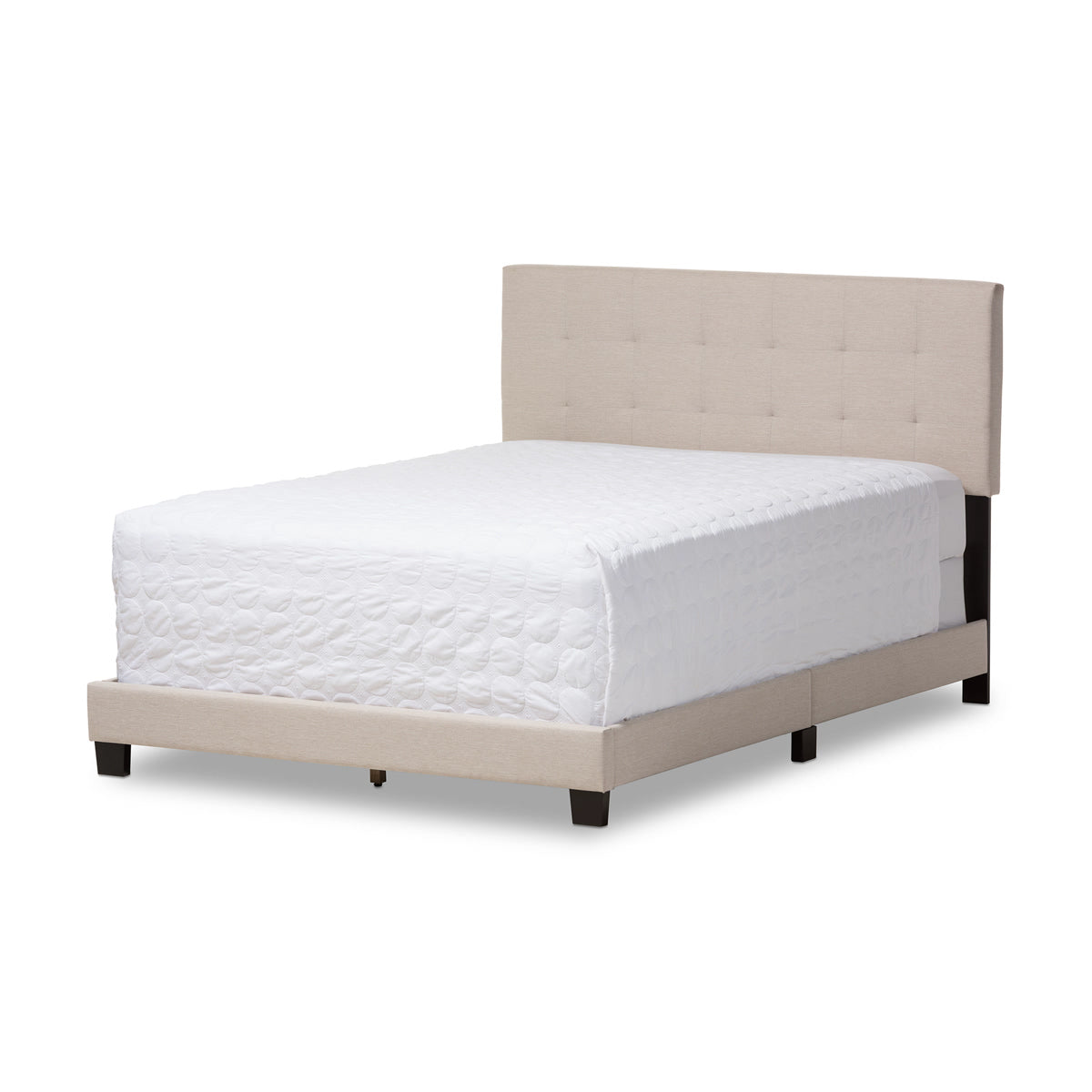 Baxton Studio Brookfield Modern and Contemporary Beige Fabric Upholstered Grid-tufting Queen Size Bed Baxton Studio-Queen Bed-Minimal And Modern - 2