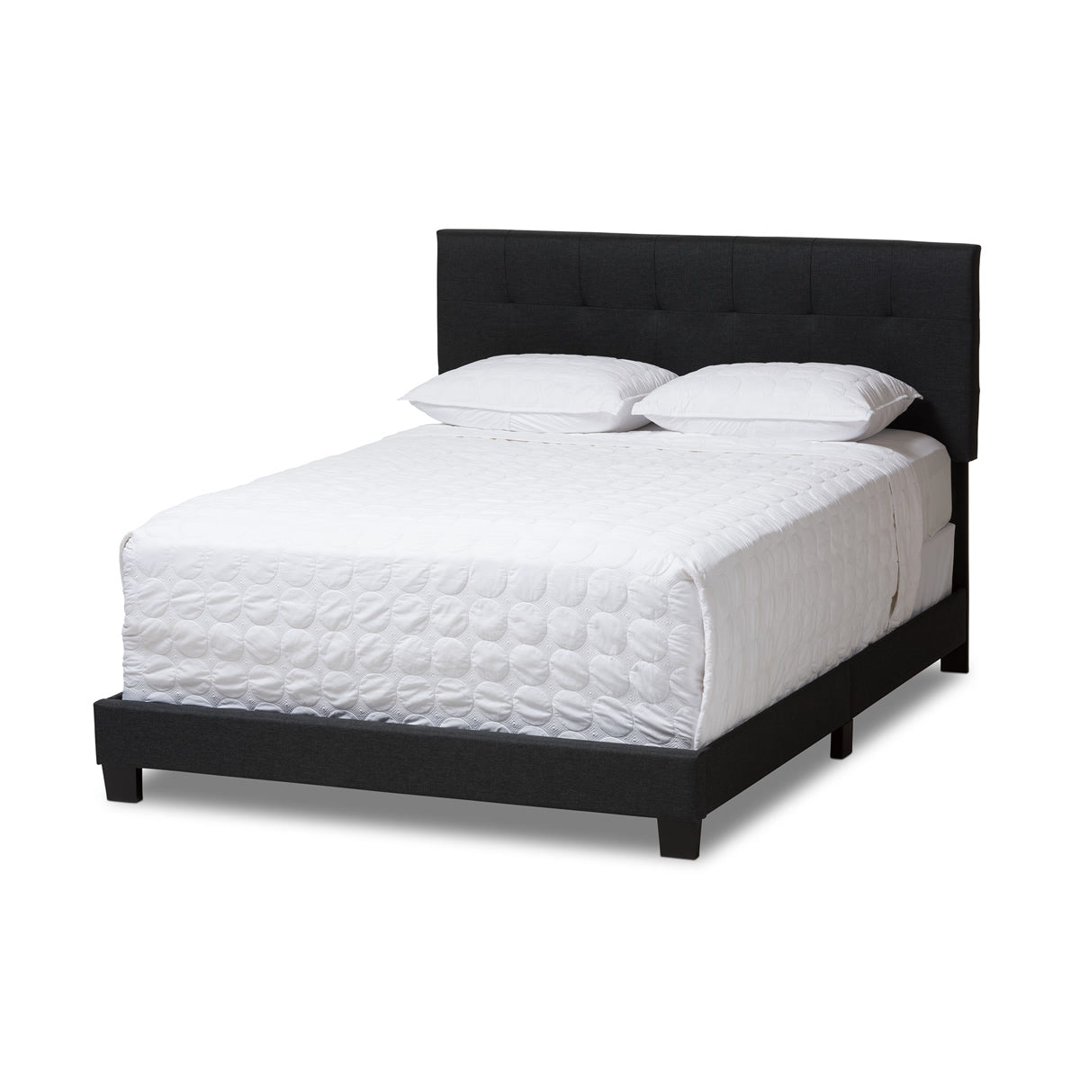 Baxton Studio Brookfield Modern and Contemporary Charcoal Grey Fabric Full Size Bed Baxton Studio-Full Bed-Minimal And Modern - 2