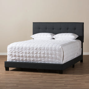 Baxton Studio Brookfield Modern and Contemporary Charcoal Grey Fabric Queen Size Bed Baxton Studio-Queen Bed-Minimal And Modern - 7