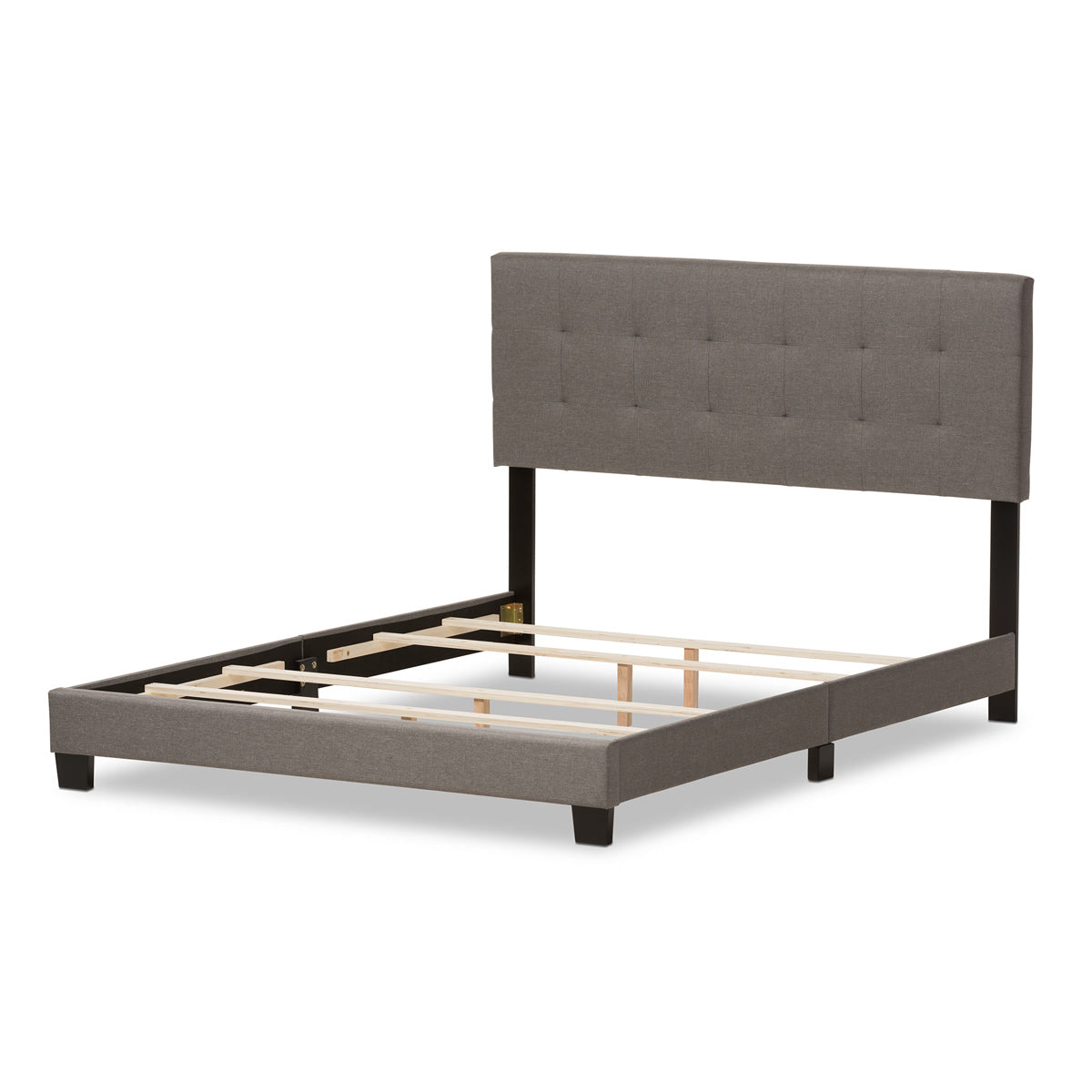 Baxton Studio Brookfield Modern and Contemporary Grey Fabric Upholstered Grid-tufting King Size Bed Baxton Studio-King Bed-Minimal And Modern - 5