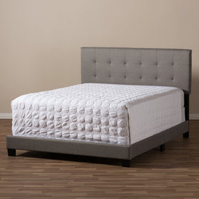 Baxton Studio Brookfield Modern and Contemporary Grey Fabric Upholstered Grid-tufting King Size Bed Baxton Studio-King Bed-Minimal And Modern - 6
