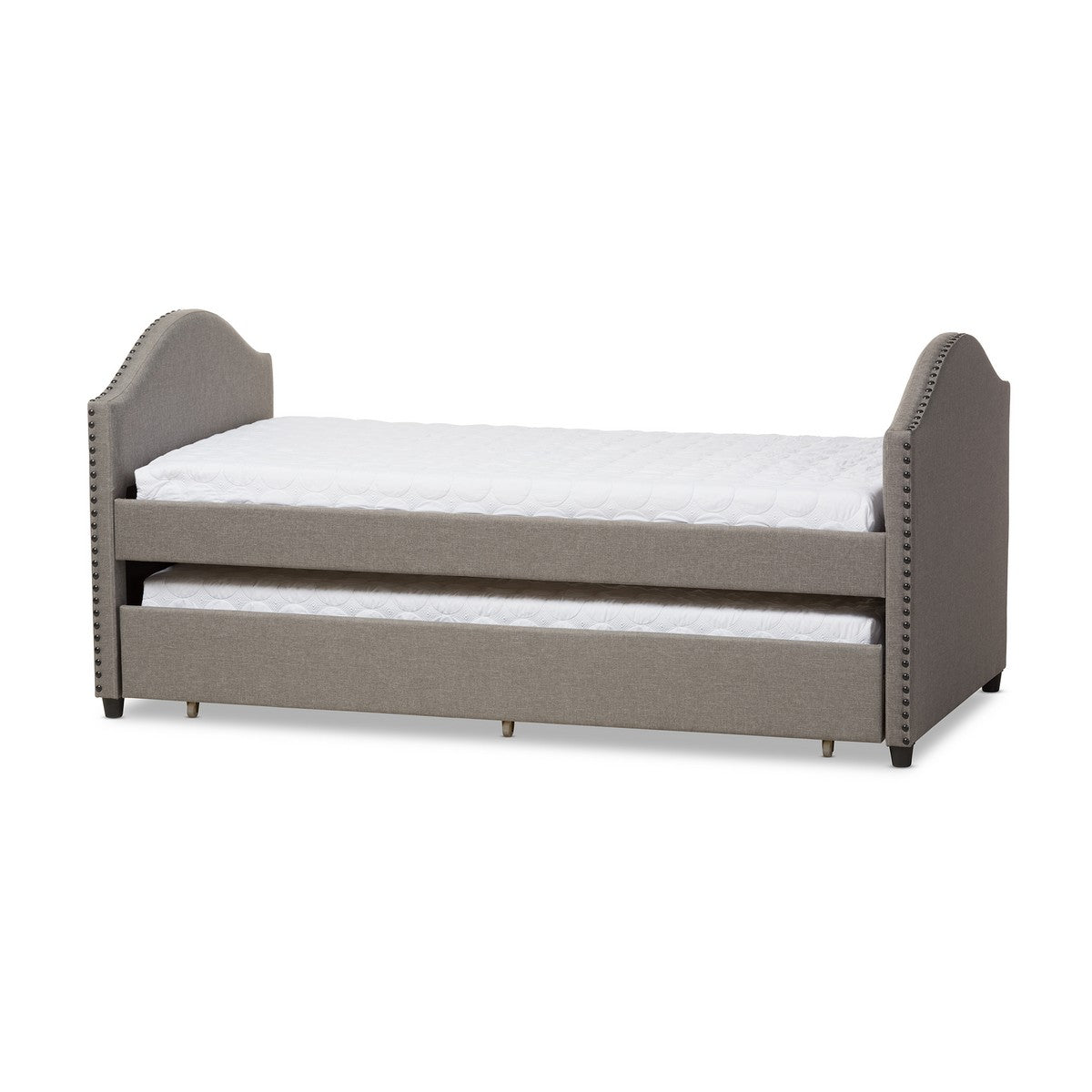 Baxton Studio Alessia Modern and Contemporary Grey Fabric Upholstered Daybed with Guest Trundle Bed Baxton Studio-daybed-Minimal And Modern - 1