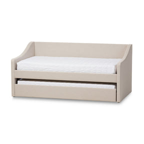 Baxton Studio Barnstorm Modern and Contemporary Beige Fabric Upholstered Daybed with Guest Trundle Bed Baxton Studio-daybed-Minimal And Modern - 1