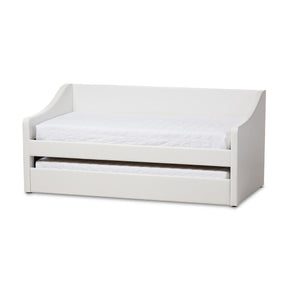 Baxton Studio Barnstorm Modern and Contemporary White Faux Leather Upholstered Daybed with Guest Trundle Bed Baxton Studio-daybed-Minimal And Modern - 1