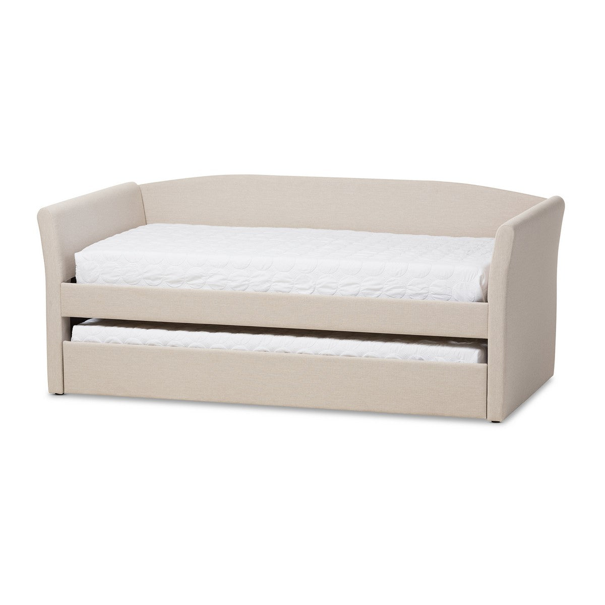Baxton Studio Camino Modern and Contemporary Beige Fabric Upholstered Daybed with Guest Trundle Bed Baxton Studio-daybed-Minimal And Modern - 1