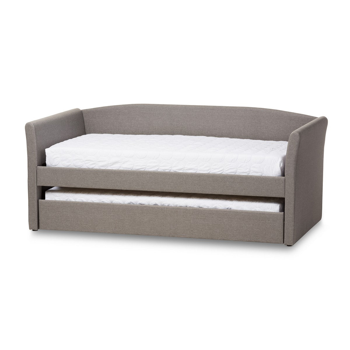 Baxton Studio Camino Modern and Contemporary Grey Fabric Upholstered Daybed with Guest Trundle Bed Baxton Studio-daybed-Minimal And Modern - 1