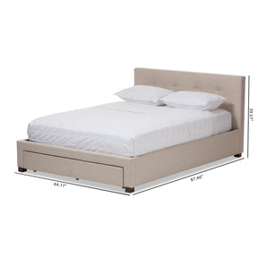 Baxton Studio Brandy Modern and Contemporary Beige Fabric Upholstered King Size Storage Platform Bed Baxton Studio-King Bed-Minimal And Modern - 13
