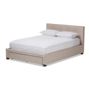 Baxton Studio Brandy Modern and Contemporary Beige Fabric Upholstered King Size Storage Platform Bed Baxton Studio-King Bed-Minimal And Modern - 2