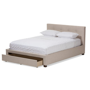 Baxton Studio Brandy Modern and Contemporary Beige Fabric Upholstered King Size Storage Platform Bed Baxton Studio-King Bed-Minimal And Modern - 3