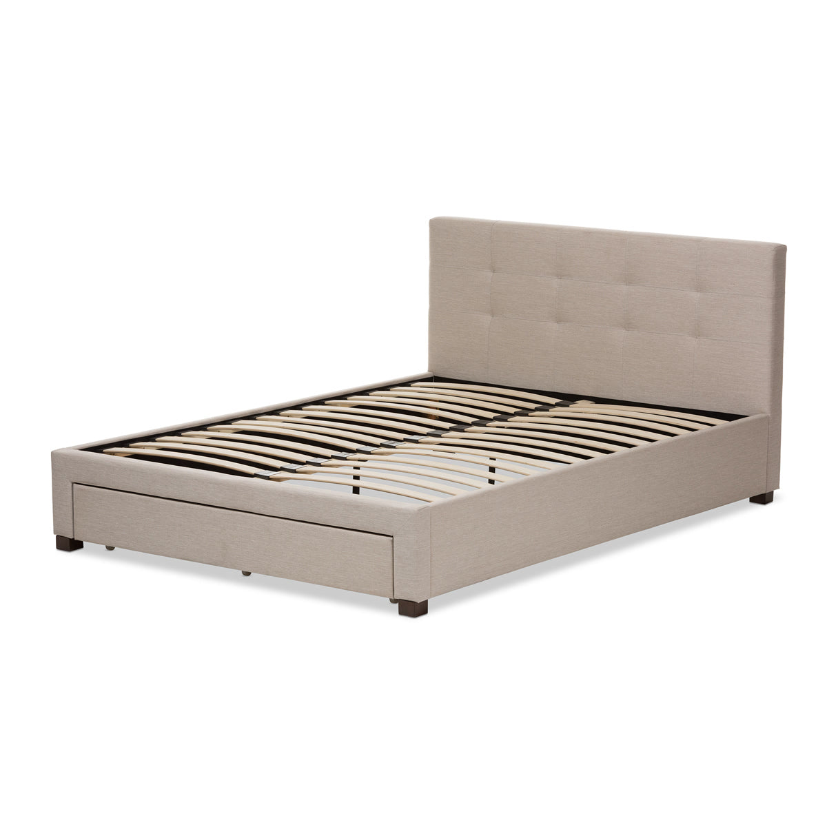 Baxton Studio Brandy Modern and Contemporary Beige Fabric Upholstered King Size Storage Platform Bed Baxton Studio-King Bed-Minimal And Modern - 5