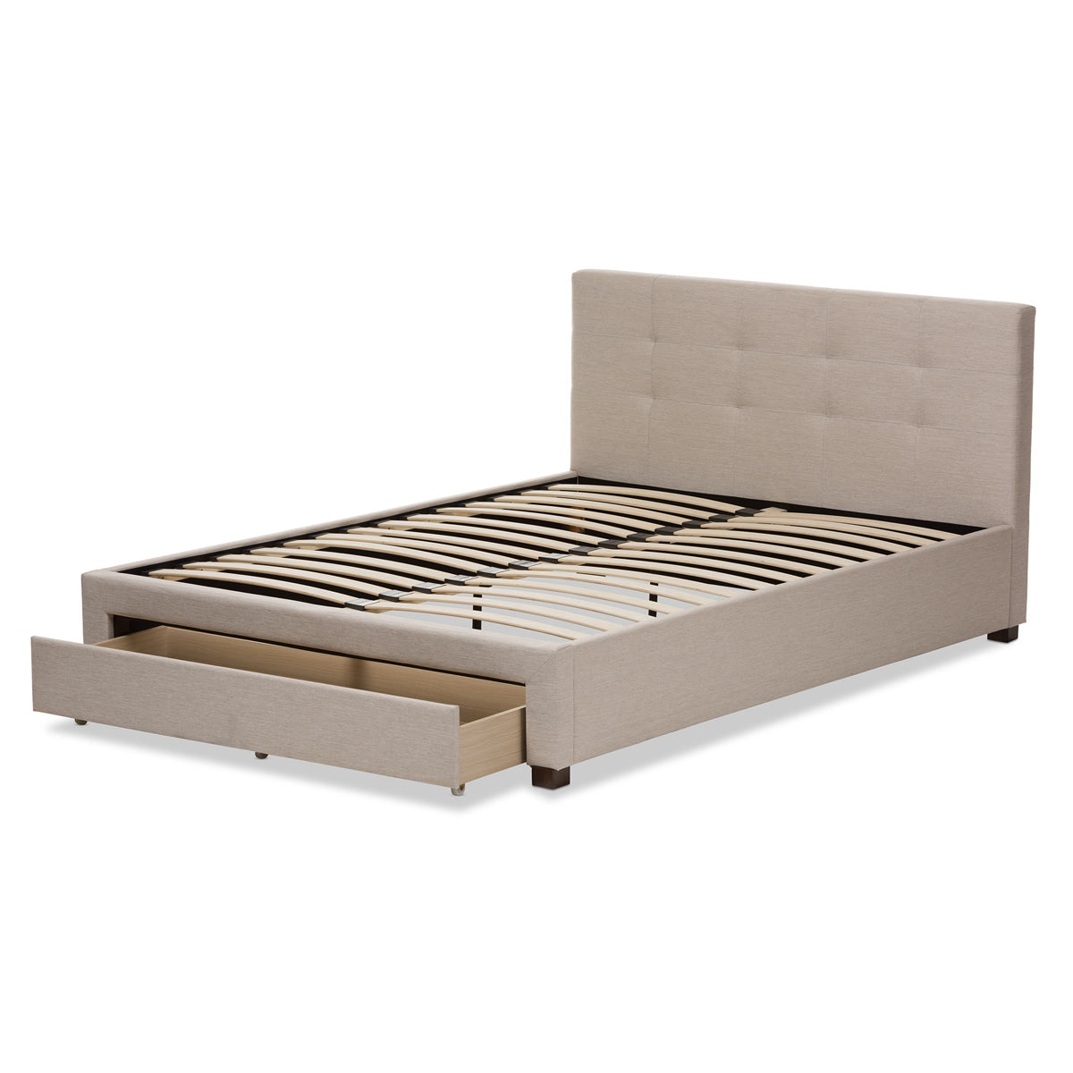 Baxton Studio Brandy Modern and Contemporary Beige Fabric Upholstered King Size Storage Platform Bed Baxton Studio-King Bed-Minimal And Modern - 6