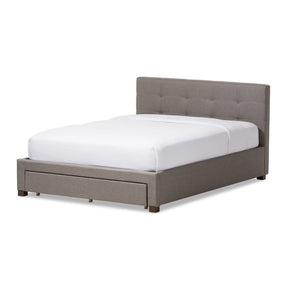 Baxton Studio Brandy Modern and Contemporary Grey Fabric Upholstered Queen Size Platform Bed with Storage Drawer Baxton Studio-Queen Bed-Minimal And Modern - 2