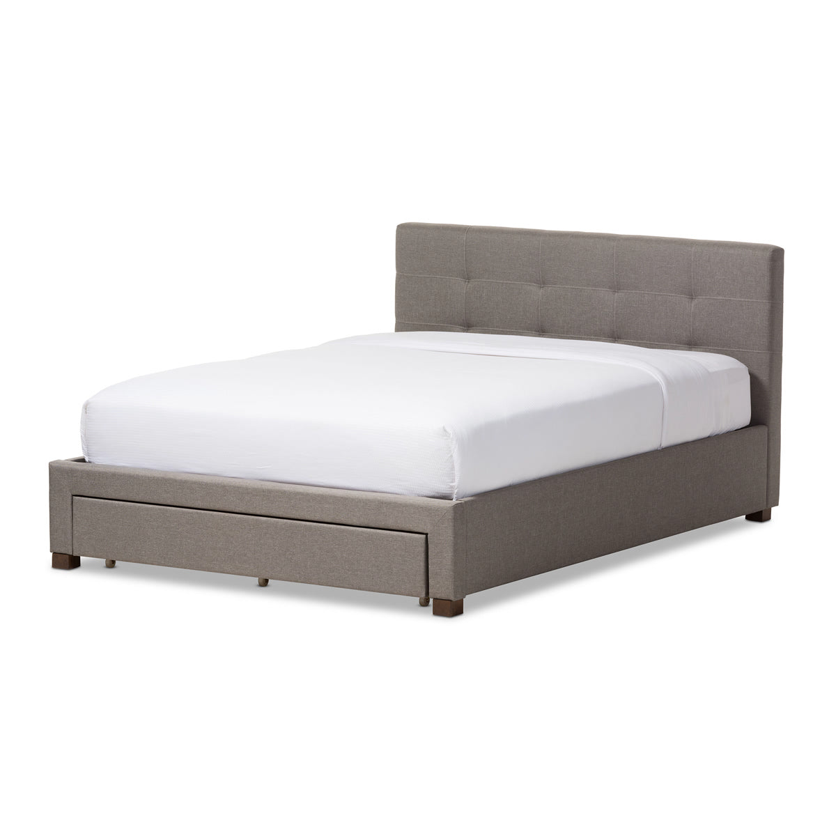 Baxton Studio Brandy Modern and Contemporary Grey Fabric Upholstered King Size Platform Bed with Storage Drawer Baxton Studio-King Bed-Minimal And Modern - 2