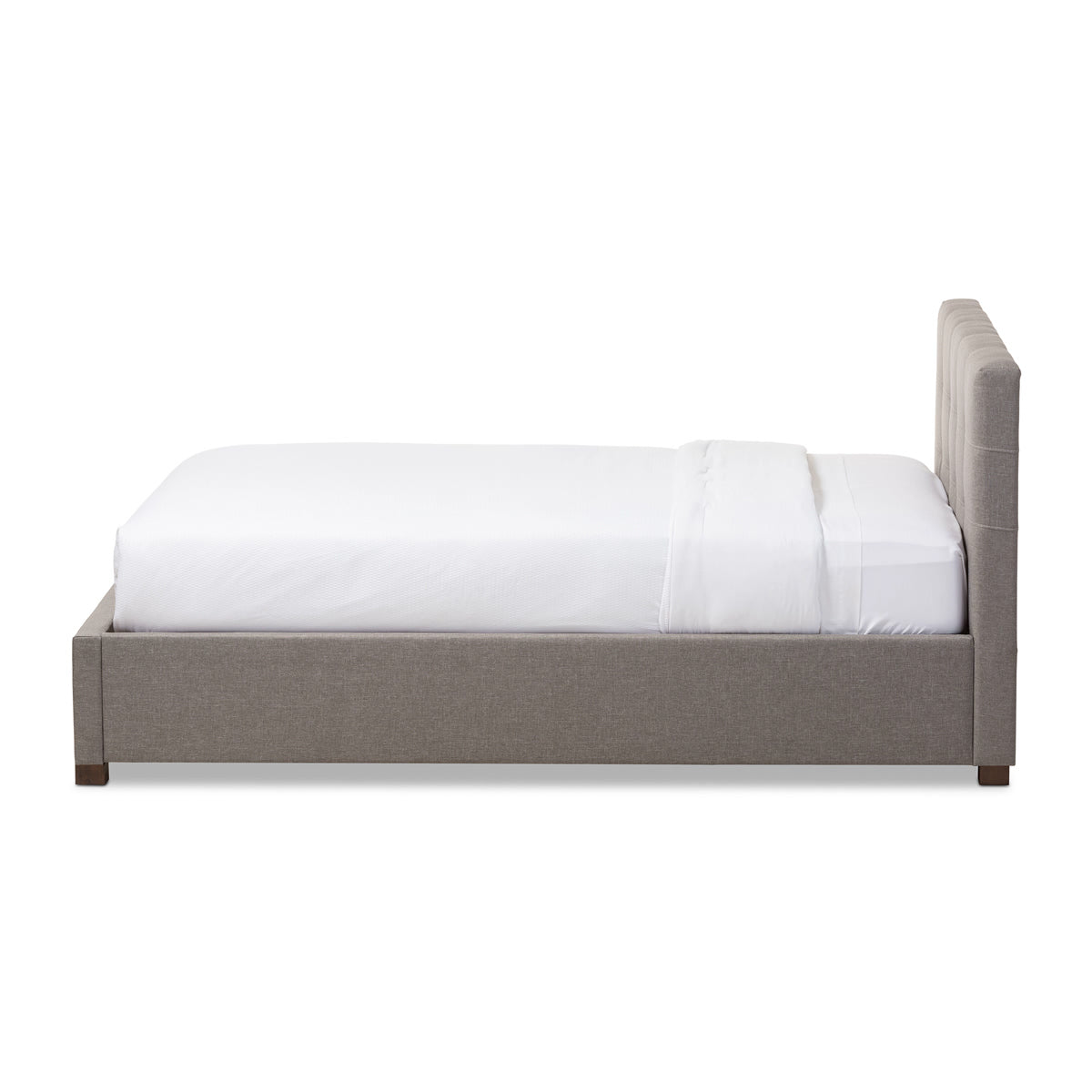 Baxton Studio Brandy Modern and Contemporary Grey Fabric Upholstered Queen Size Platform Bed with Storage Drawer Baxton Studio-Queen Bed-Minimal And Modern - 4