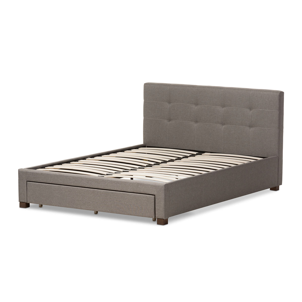 Baxton Studio Brandy Modern and Contemporary Grey Fabric Upholstered King Size Platform Bed with Storage Drawer Baxton Studio-King Bed-Minimal And Modern - 7