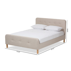 Baxton Studio Samson Mid-Century Light Beige Fabric Upholstered Full Size Platform Bed Baxton Studio-Full Bed-Minimal And Modern - 9