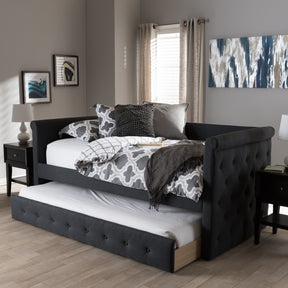 Baxton Studio Alena Modern and Contemporary Dark Grey Fabric Daybed with Trundle