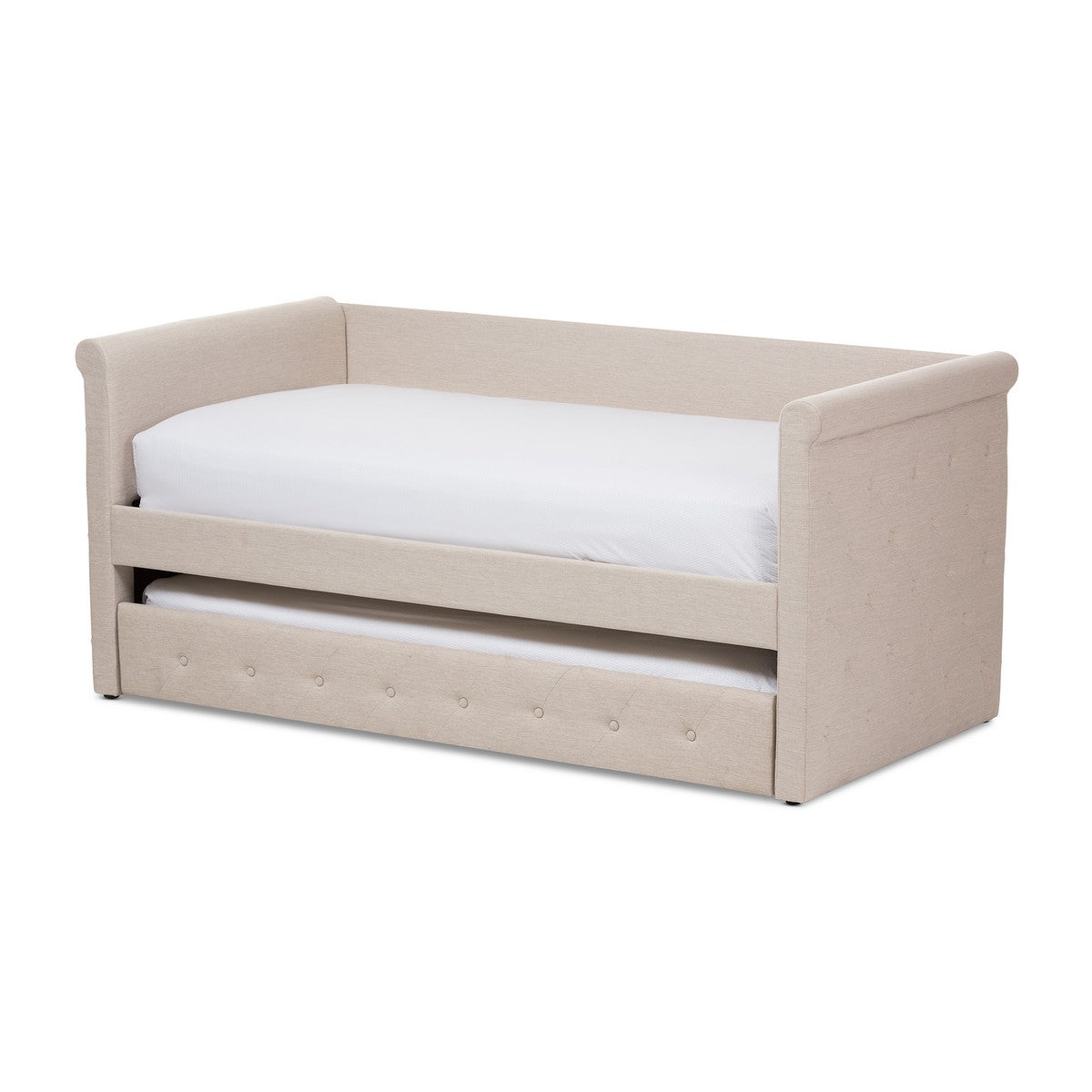 Baxton Studio Alena Modern and Contemporary Light Beige Fabric Daybed with Trundle Baxton Studio-daybed-Minimal And Modern - 1