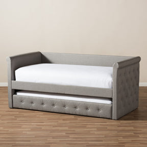 Baxton Studio Alena Modern and Contemporary Light Grey Fabric Daybed with Trundle
