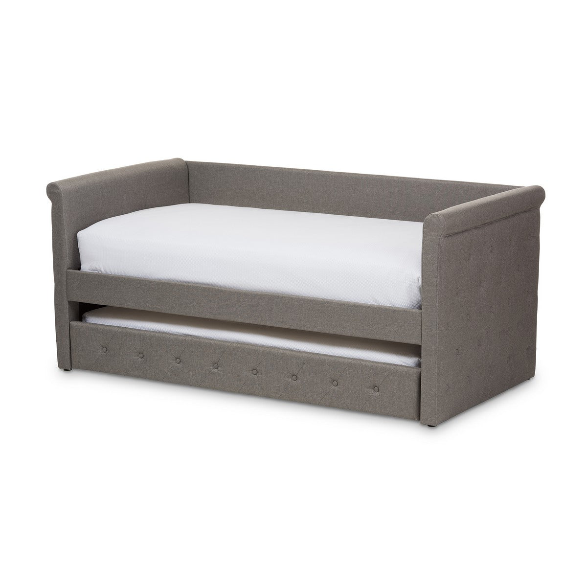 Baxton Studio Alena Modern and Contemporary Light Grey Fabric Daybed with Trundle Baxton Studio-daybed-Minimal And Modern - 1