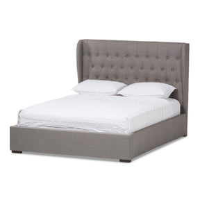 Baxton Studio Taylor Modern and Contemporary Light Grey Fabric Queen Size Gas-Lift Platform Bed  Baxton Studio-Queen Bed-Minimal And Modern - 2