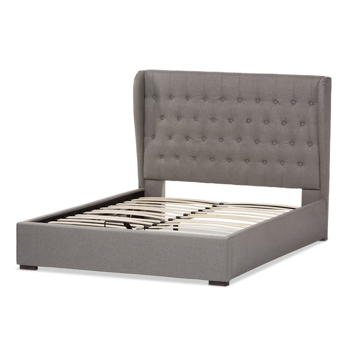 Baxton Studio Taylor Modern and Contemporary Light Grey Fabric Queen Size Gas-Lift Platform Bed  Baxton Studio-Queen Bed-Minimal And Modern - 5