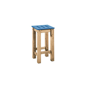 Manhattan Comfort Mid- Century Modern 2-Piece Stillwell 24.8" Tall Barstool in Blue and Natural WoodManhattan Comfort-Bar Table- - 1