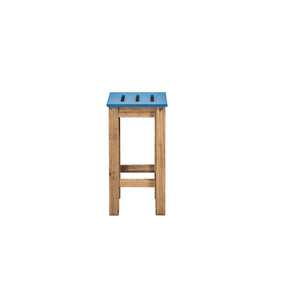 Manhattan Comfort Mid- Century Modern 2-Piece Stillwell 24.8" Tall Barstool in Blue and Natural Wood