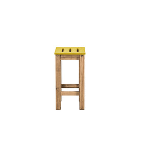 Manhattan Comfort Mid- Century Modern 2-Piece Stillwell 24.8" Tall Barstool in Yellow and Natural Wood