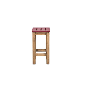 Manhattan Comfort Mid- Century Modern 2-Piece Stillwell 24.8" Tall Barstool in Red and Natural Wood