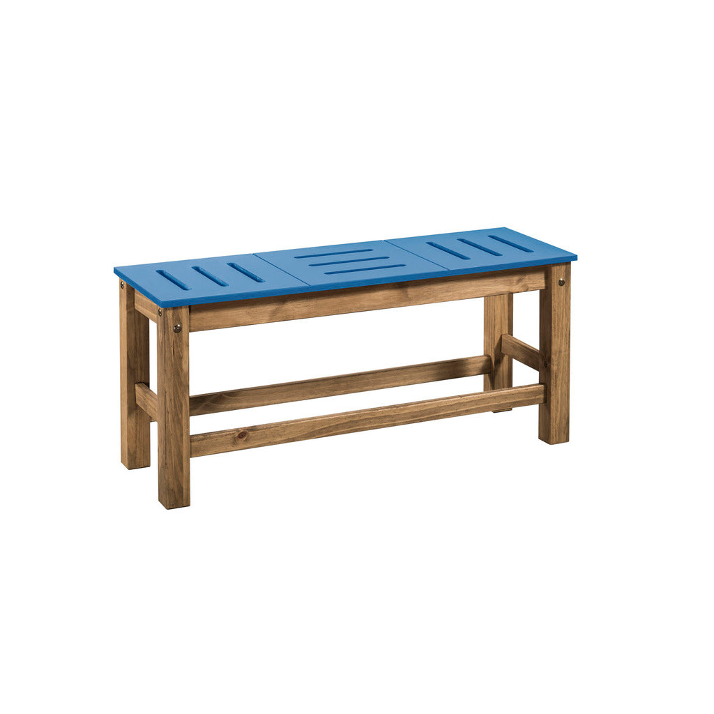 Manhattan Comfort Mid- Century Modern 2-Piece Stillwell 37.8" Bench in Blue and Natural WoodManhattan Comfort-Bench- - 1