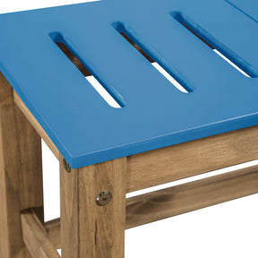 Manhattan Comfort Mid- Century Modern 2-Piece Stillwell 37.8" Bench in Blue and Natural Wood