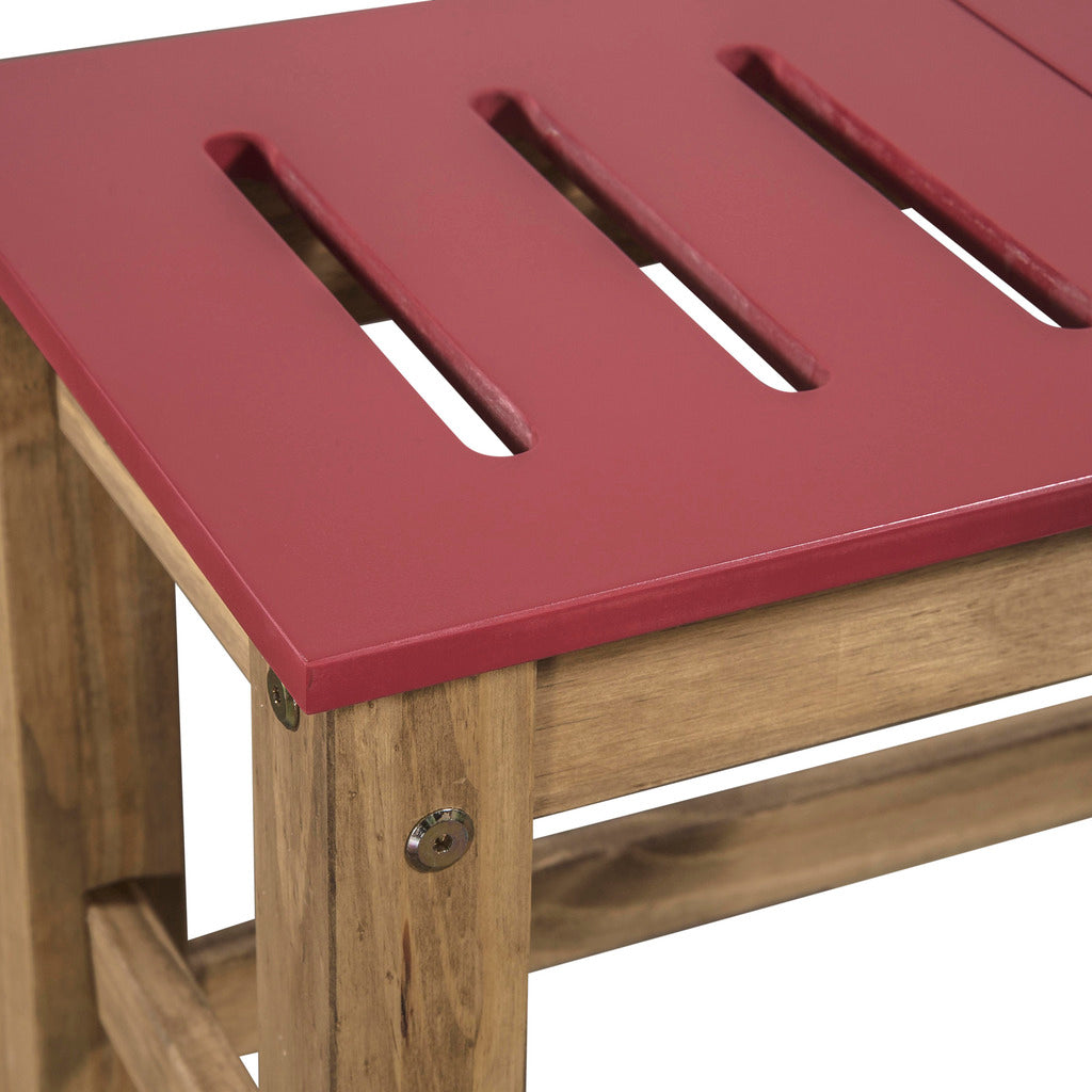 Manhattan Comfort Mid- Century Modern 2-Piece Stillwell 37.8" Bench in Red and Natural Wood