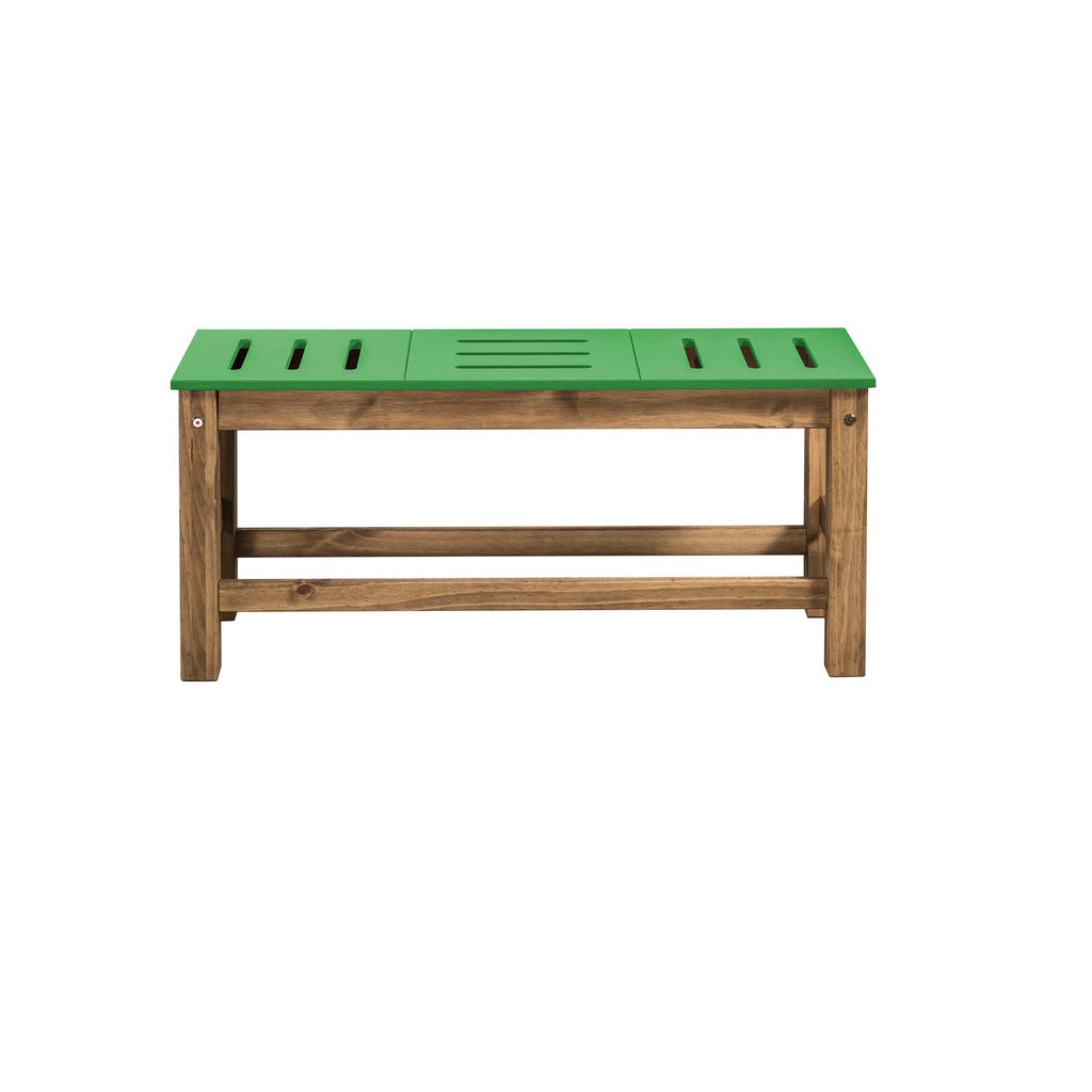 Manhattan Comfort Mid- Century Modern 2-Piece Stillwell 37.8" Bench in Green and Natural Wood