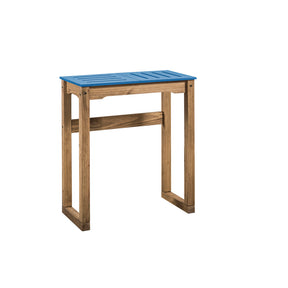 Manhattan Comfort Mid- Century Modern Stillwell 31.5" Bar Table  in Blue and Natural WoodManhattan Comfort-Bar Table- - 1