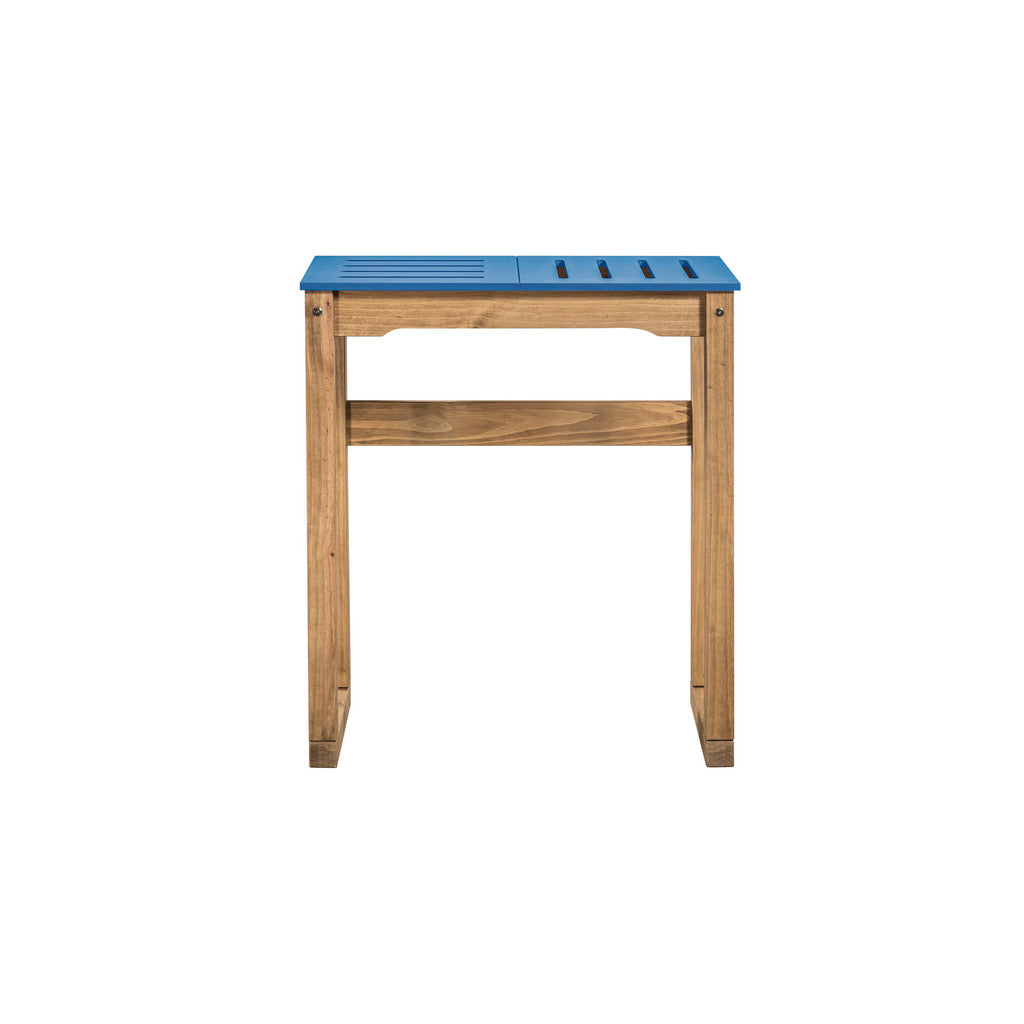Manhattan Comfort Mid- Century Modern Stillwell 31.5" Bar Table  in Blue and Natural Wood