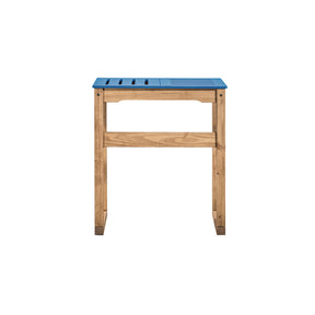 Manhattan Comfort Mid- Century Modern Stillwell 31.5" Bar Table  in Blue and Natural Wood