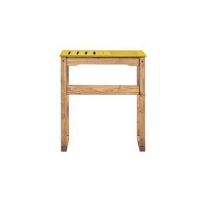 Manhattan Comfort Mid- Century Modern Stillwell 31.5" Bar Table  in Yellow and Natural Wood