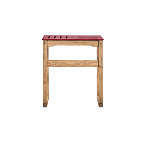 Manhattan Comfort Mid- Century Modern Stillwell 31.5" Bar Table  in Red and Natural Wood