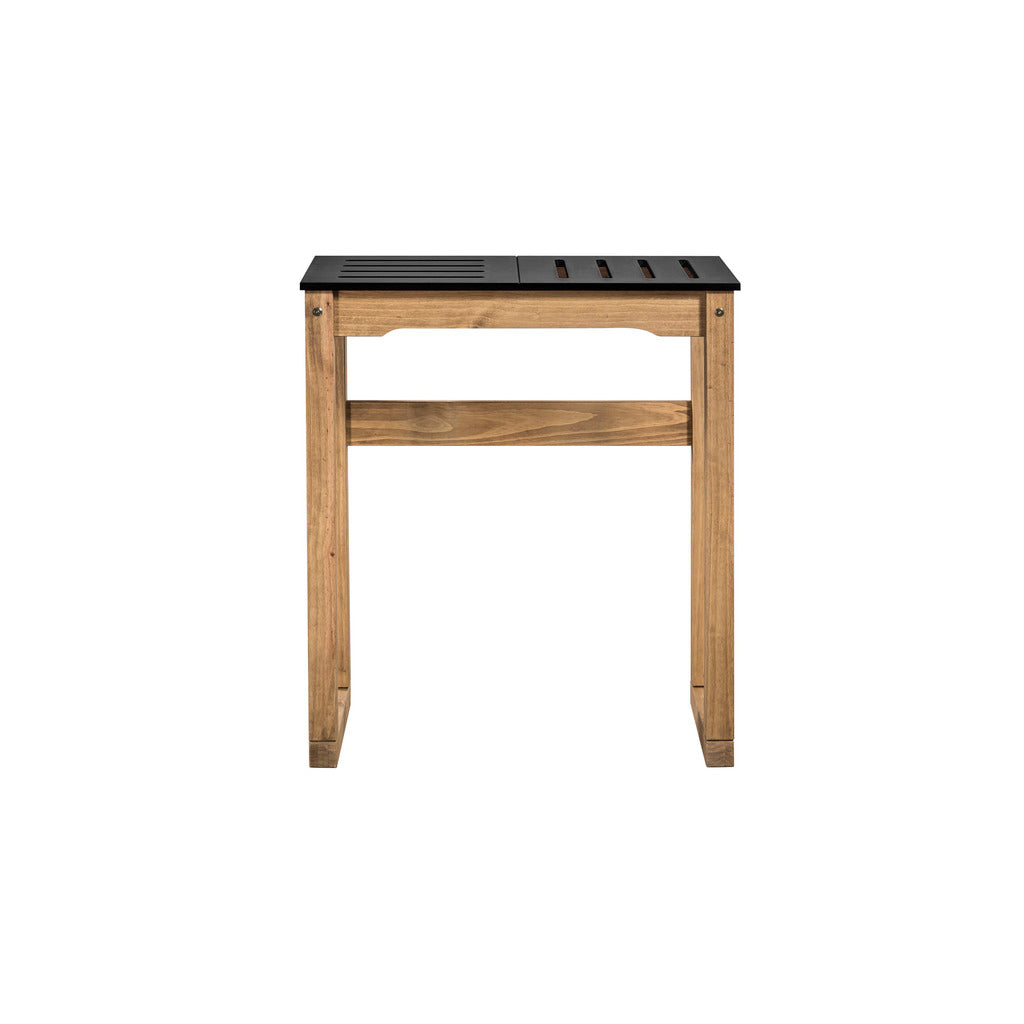 Manhattan Comfort Mid- Century Modern Stillwell 31.5" Bar Table  in Black and Natural Wood