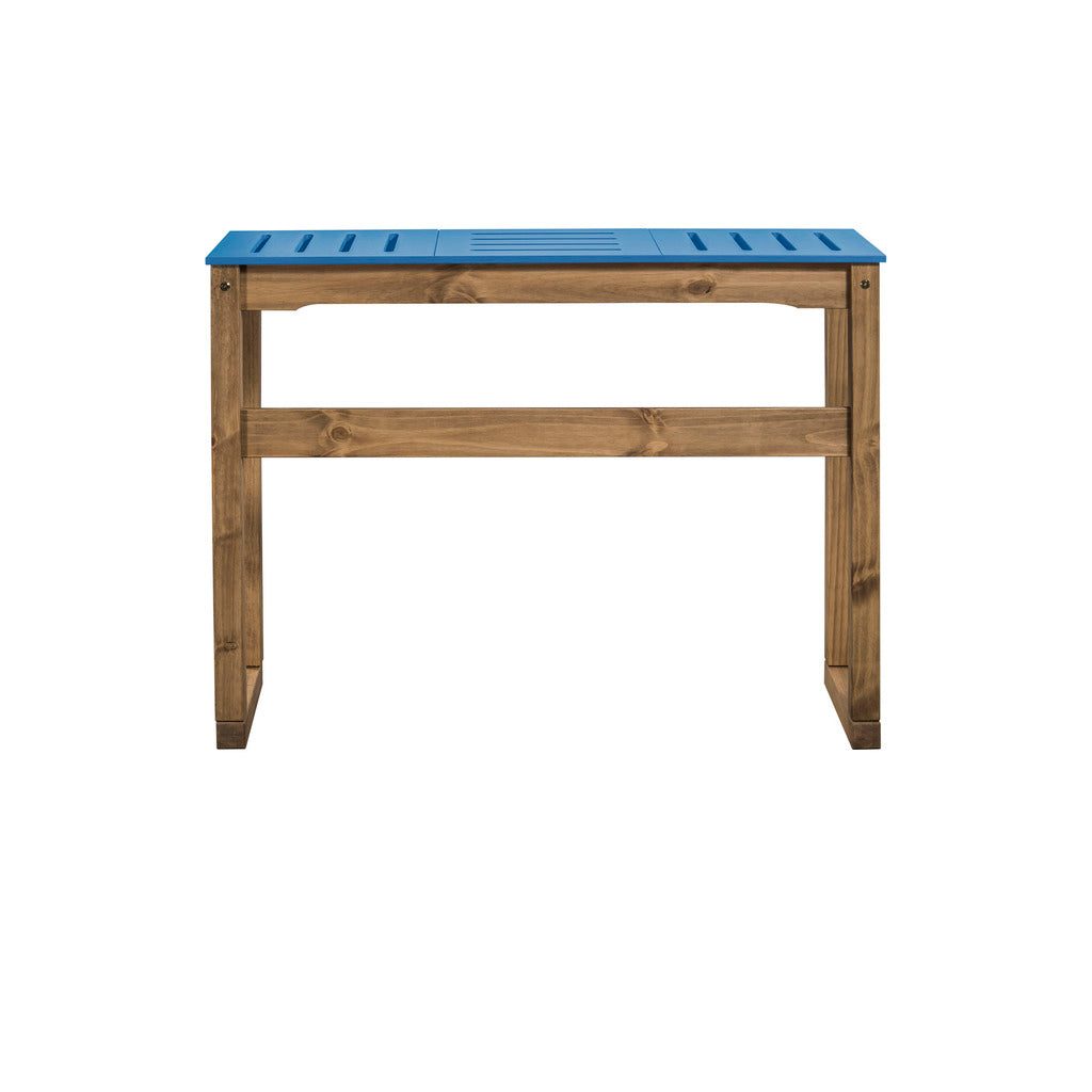 Manhattan Comfort Mid- Century Modern Stillwell 47.3" Bar Table  in Blue and Natural Wood