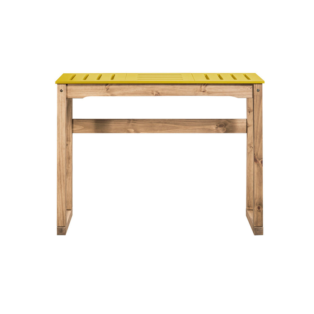 Manhattan Comfort Mid- Century Modern Stillwell 47.3" Bar Table  in Yellow and Natural Wood