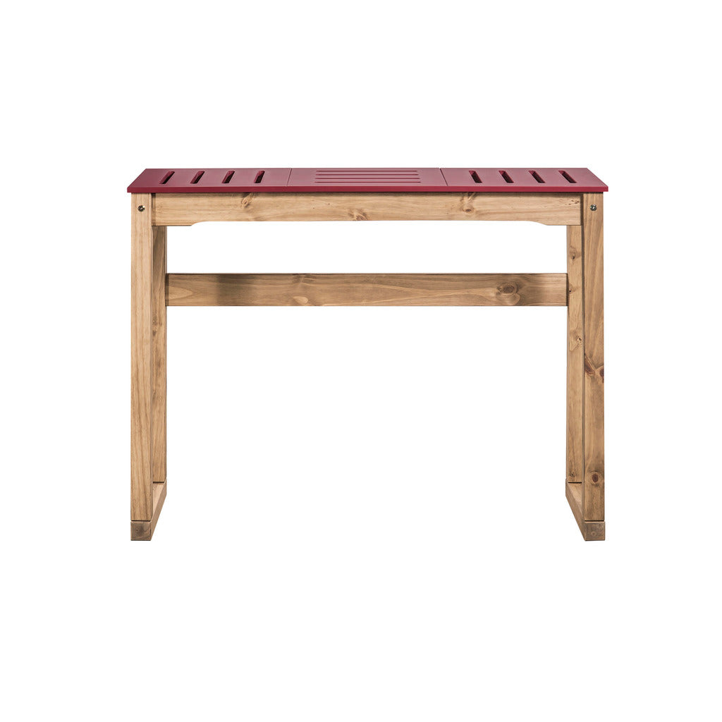 Manhattan Comfort Mid- Century Modern Stillwell 47.3" Bar Table  in Red and Natural Wood